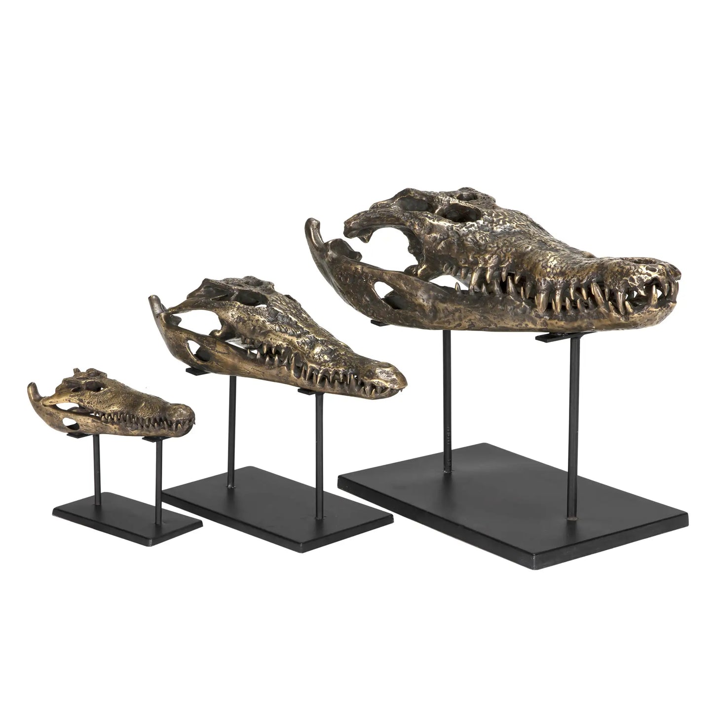 Brass alligator on stand, small