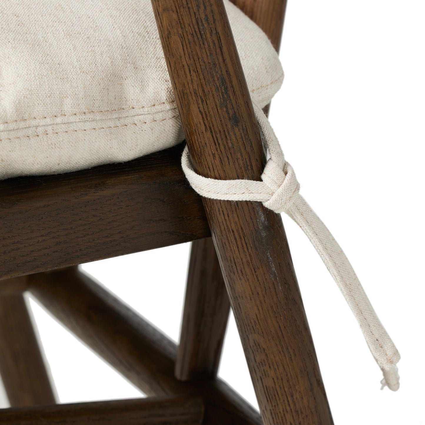 Buxton dining chair with cushion: drifted oak-natural paper rush-savile flax