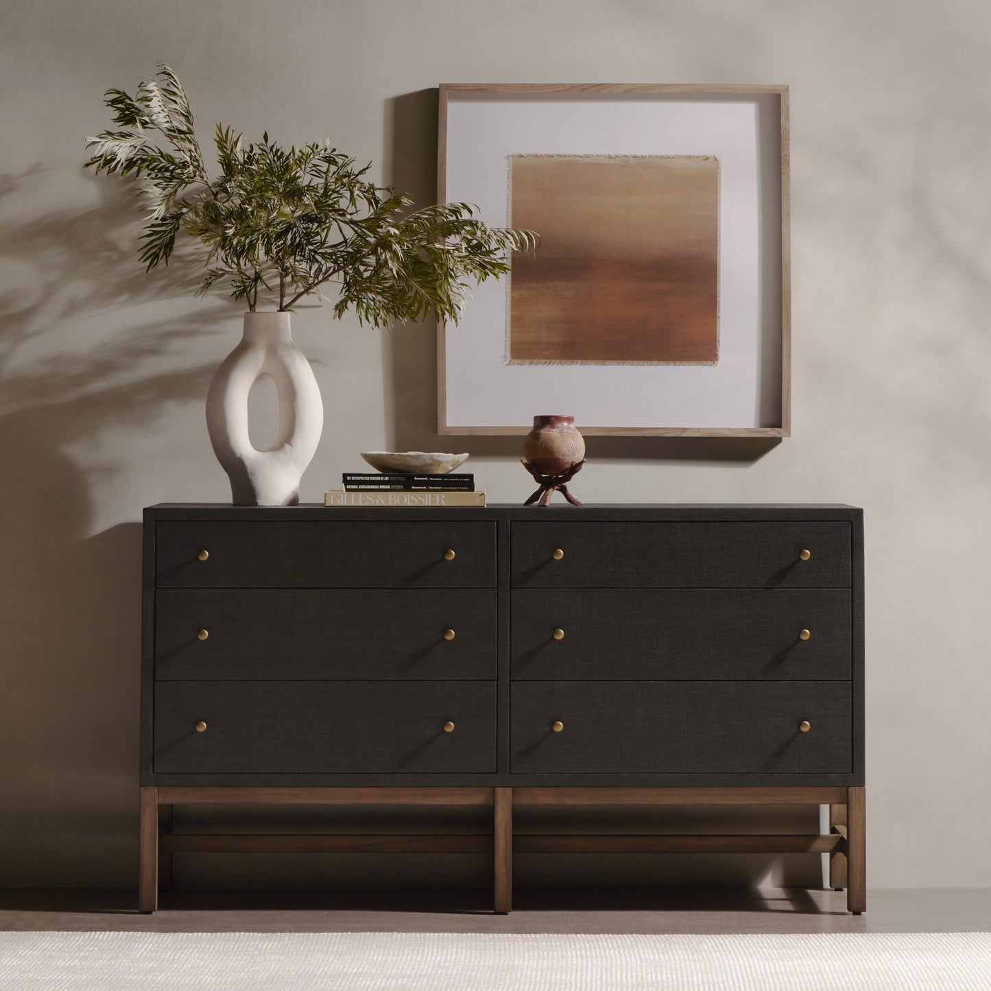 Fiona 6 drawer dresser-black raffia