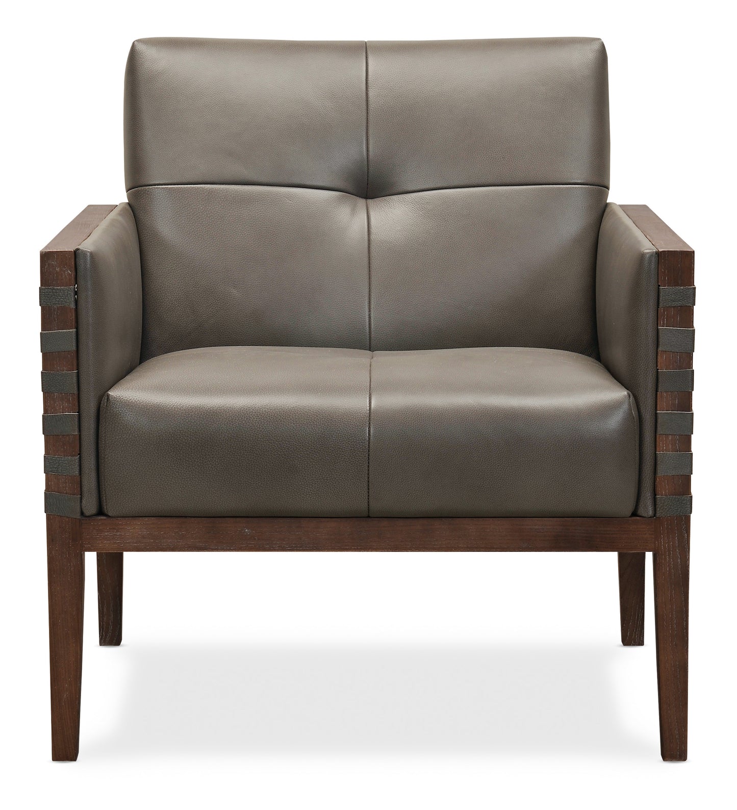 Carverdale leather club chair w/wood frame