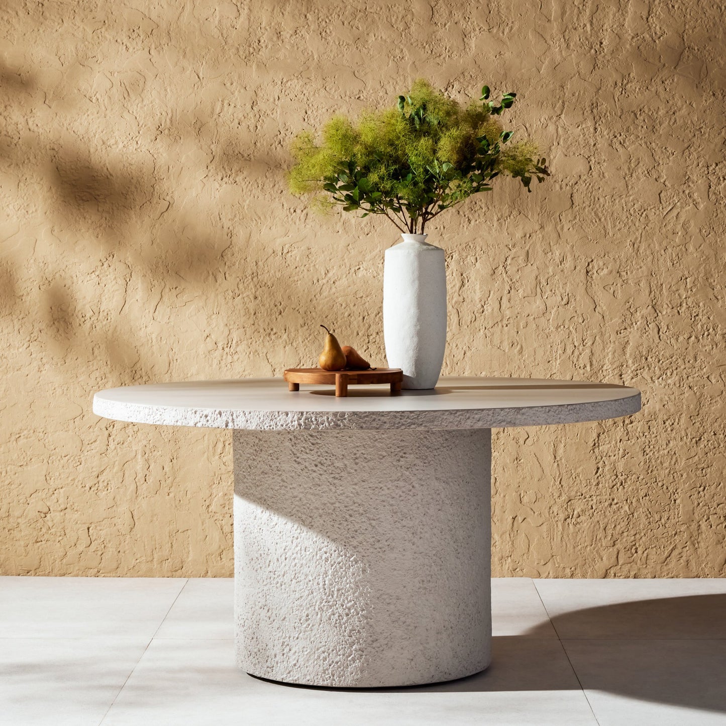 Otero round outdoor dining table 60" - blanc stone-matte stone
