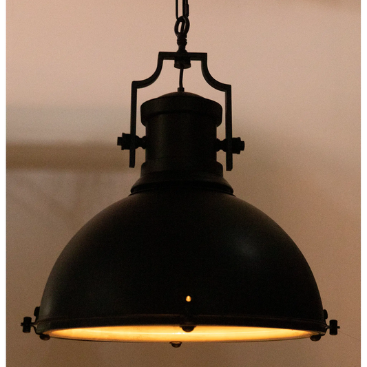 Metal marine fixture pendant, black steel