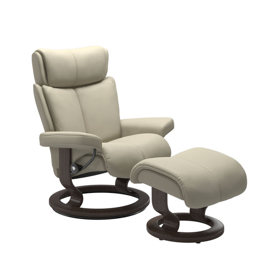 Stressless® magic (l) classic base recliner with ottoman