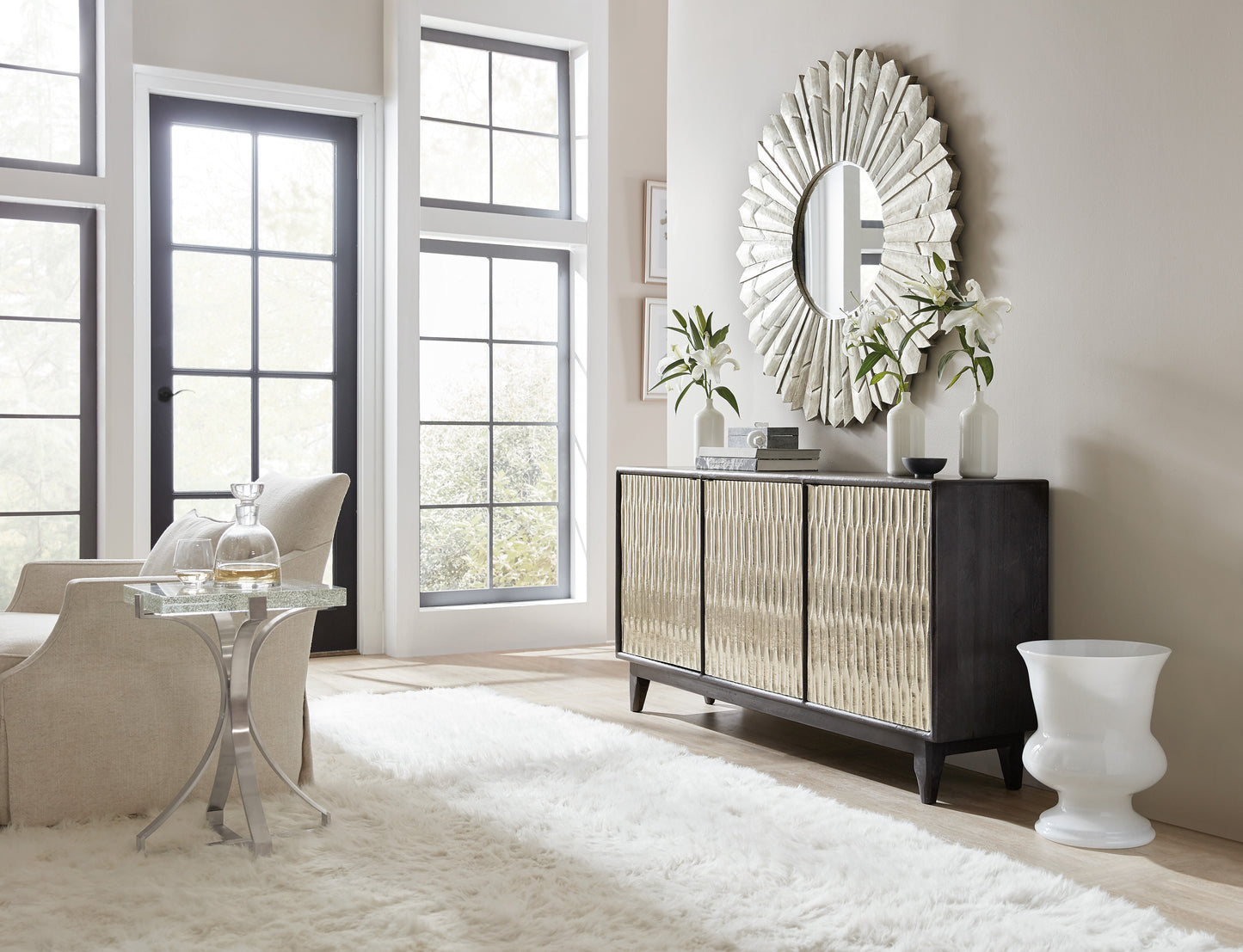 Shimmer three-door credenza