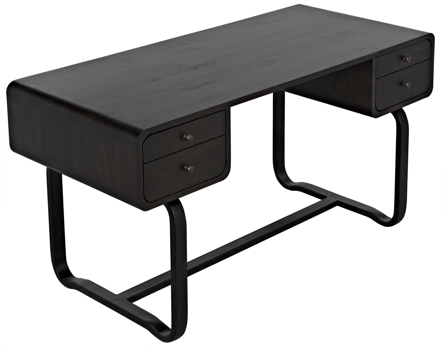 Voltes desk, ebony walnut with black steel