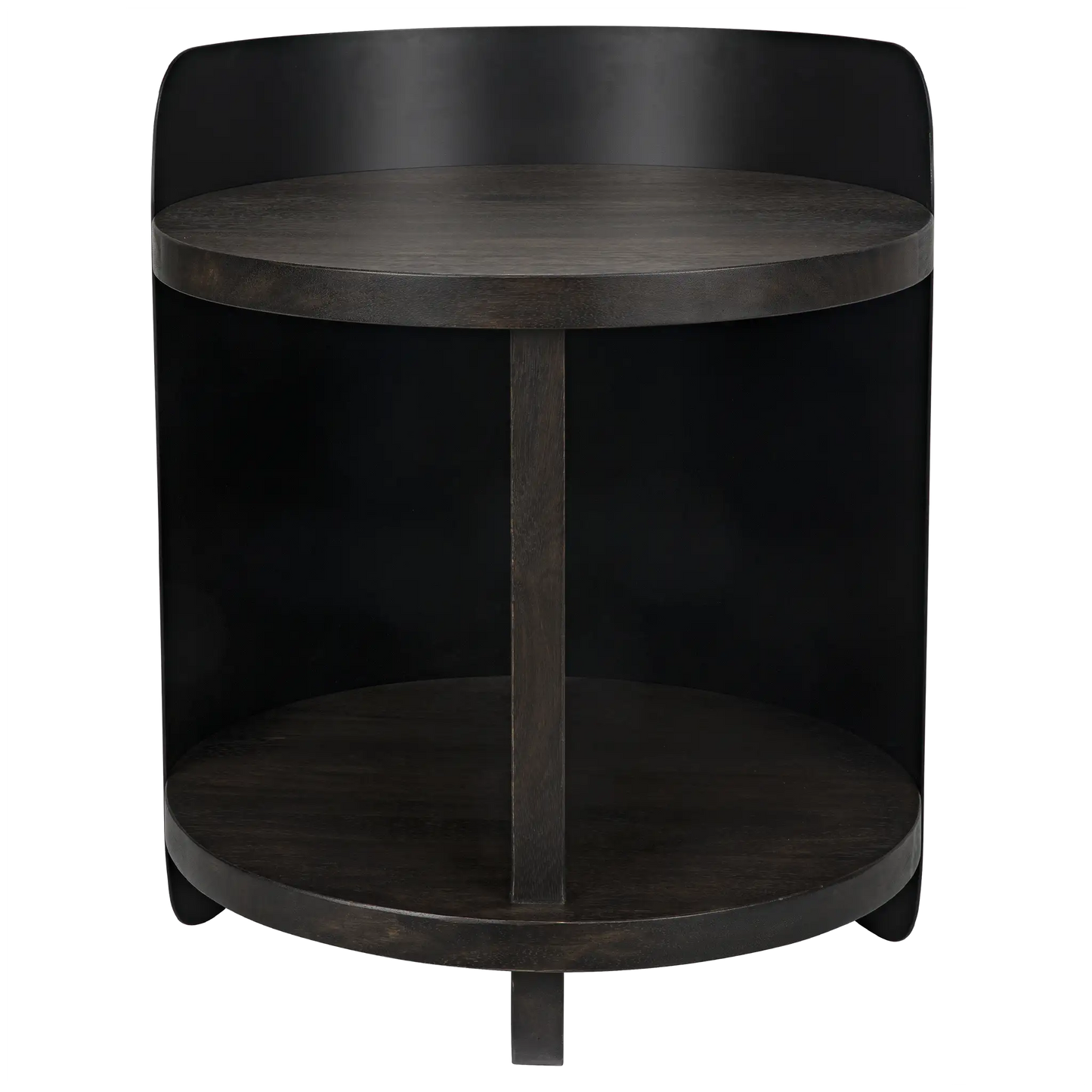 Mondo bongo side table, ebony walnut with steel