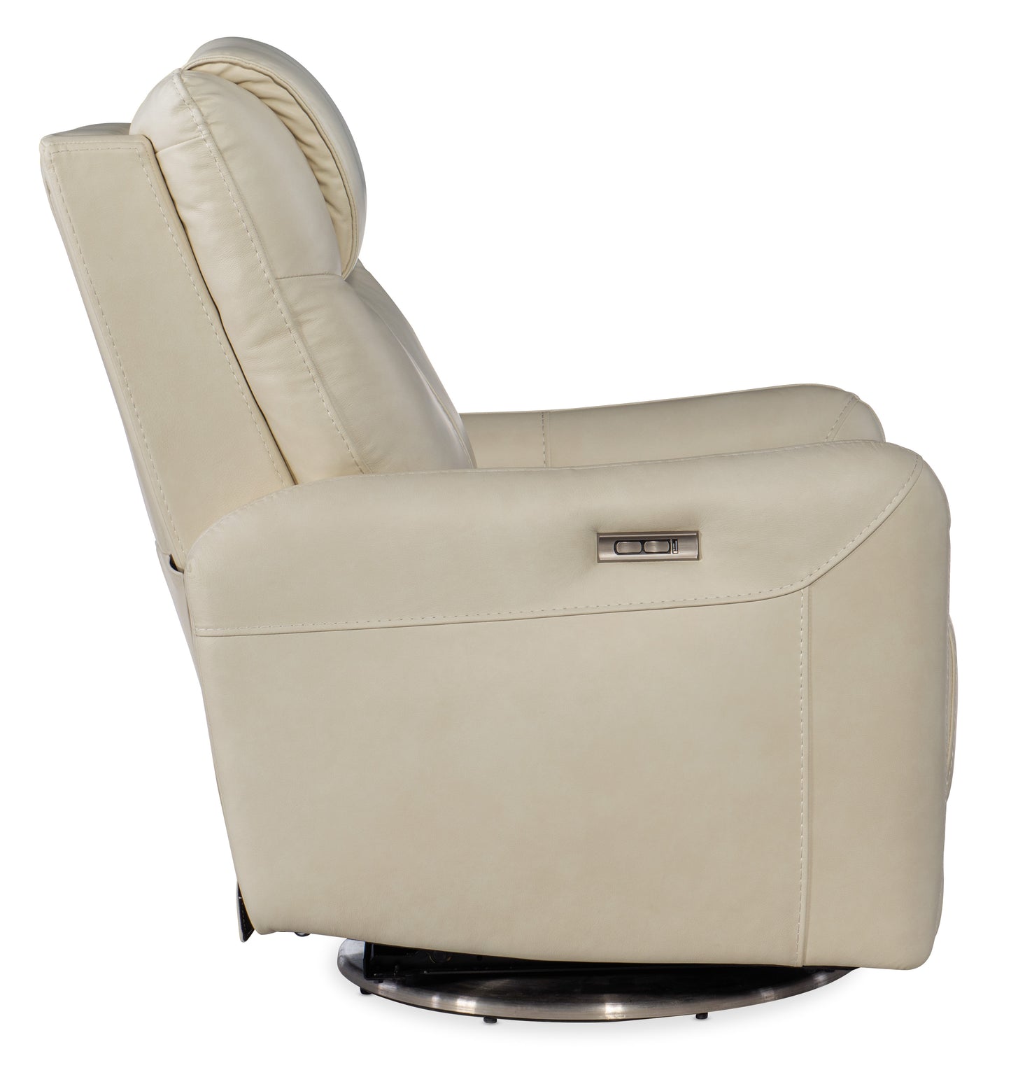 Steffen swivel power recliner with power headrest