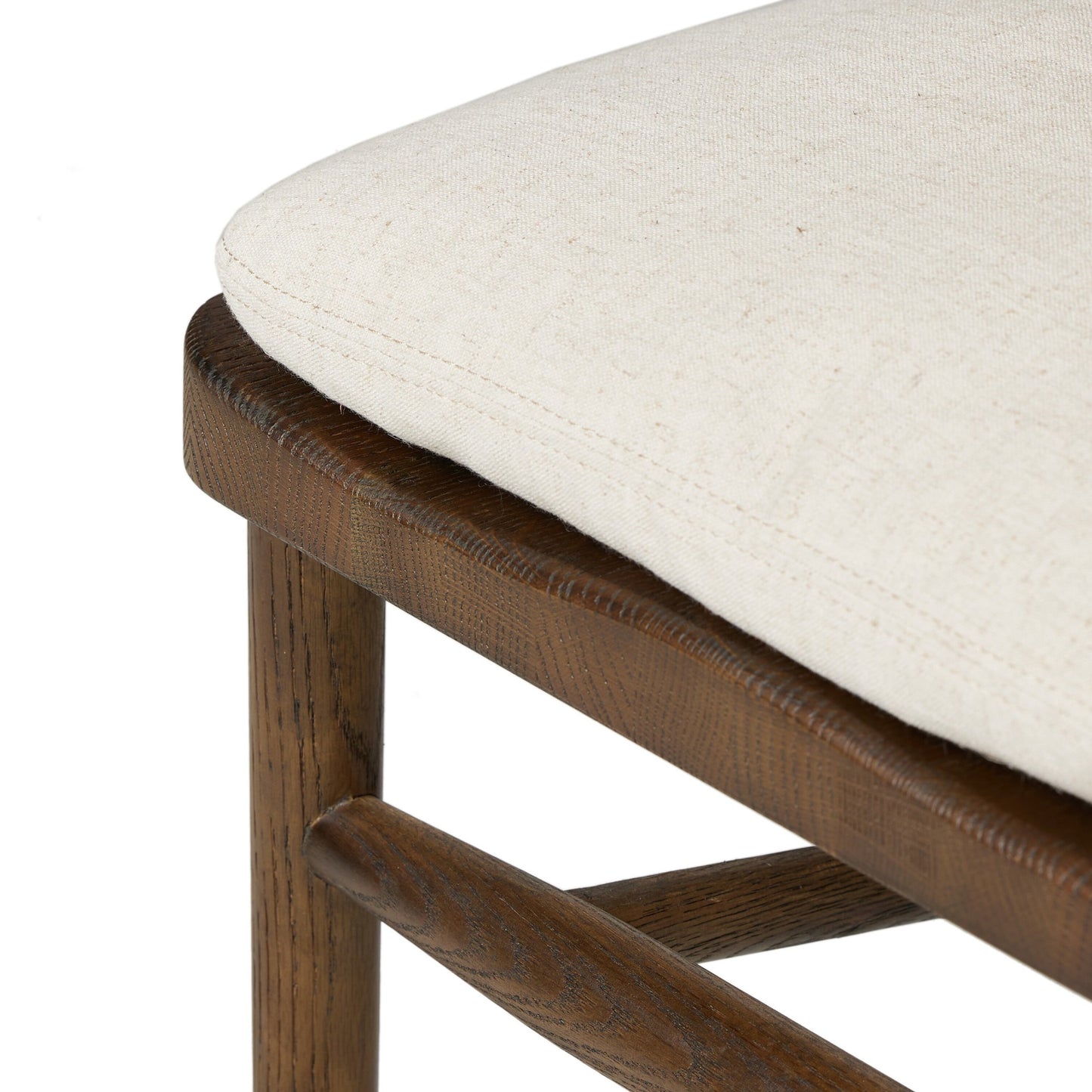 Buxton dining chair with cushion: drifted oak-natural paper rush-savile flax