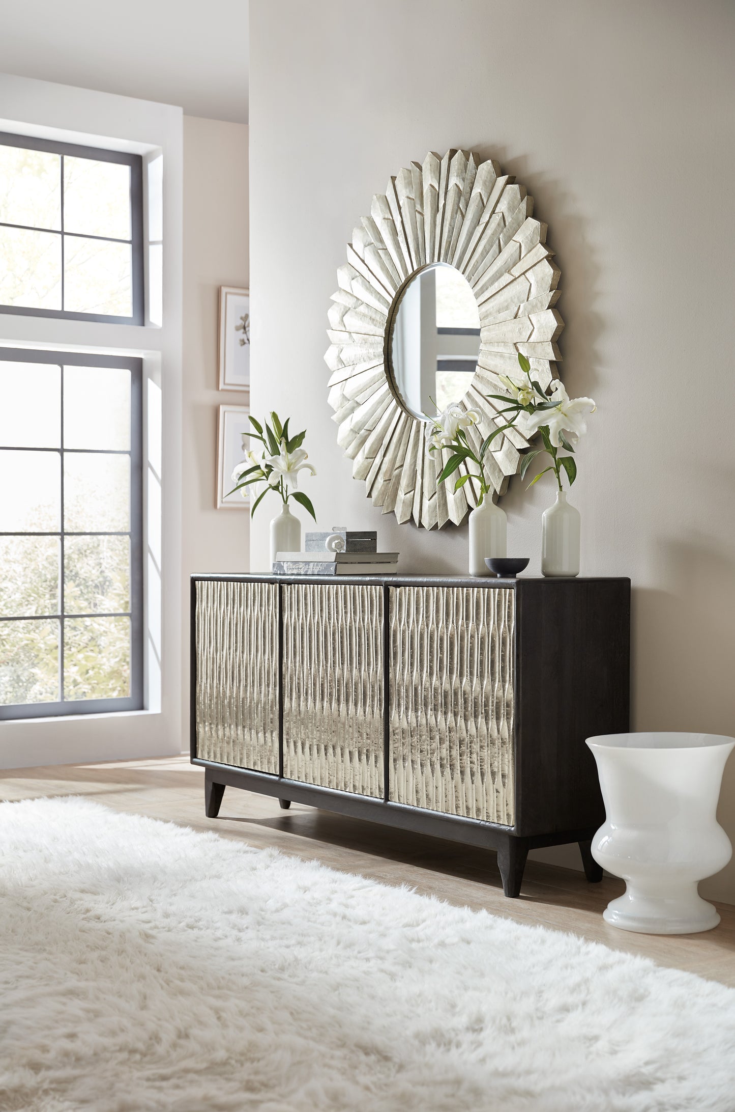 Shimmer three-door credenza