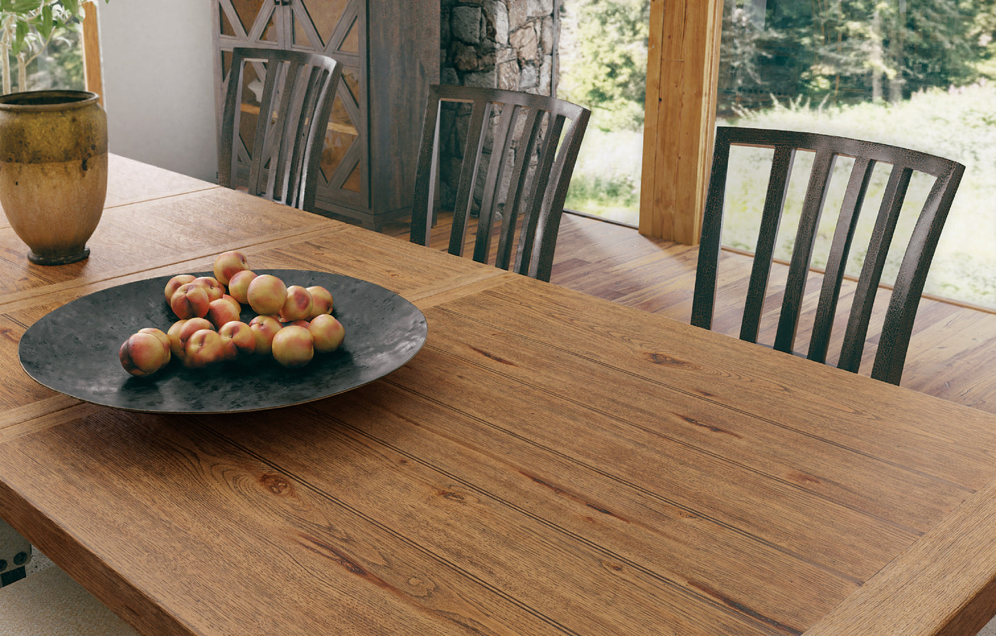 Big sky trestle dining table w/2-20in leaves