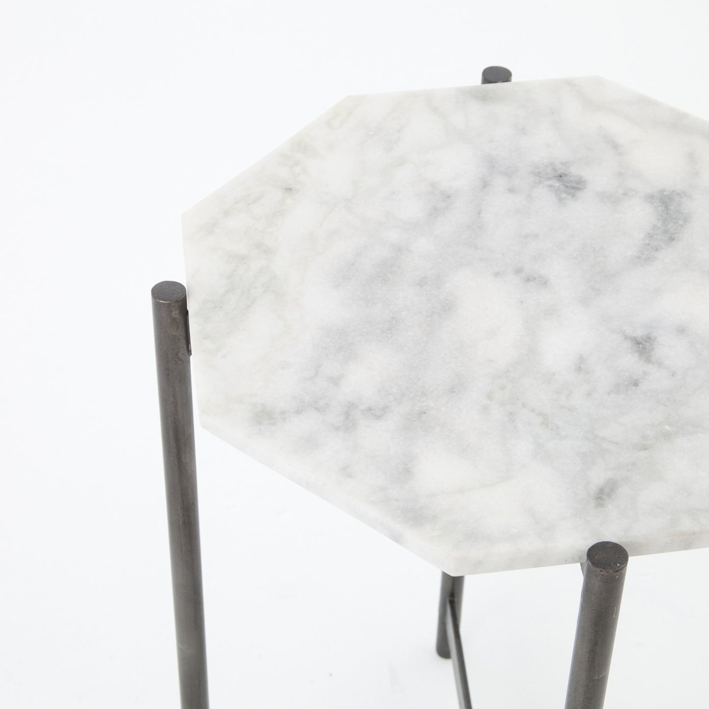 Adair side table-hammered grey w/clear