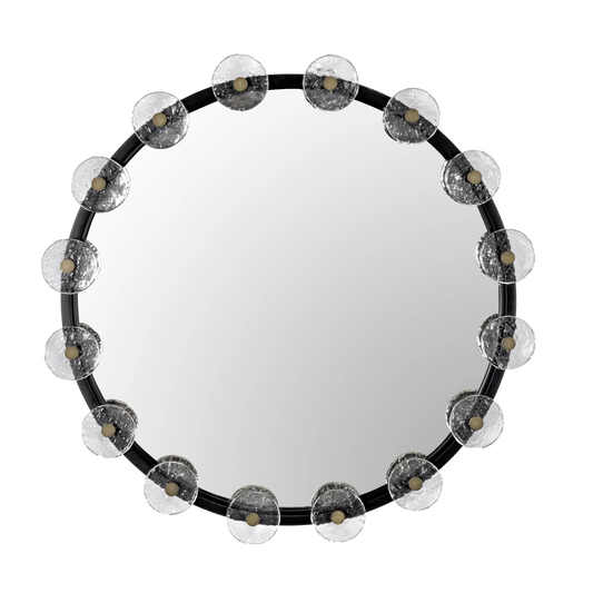 Moira mirror with glass details, black metal