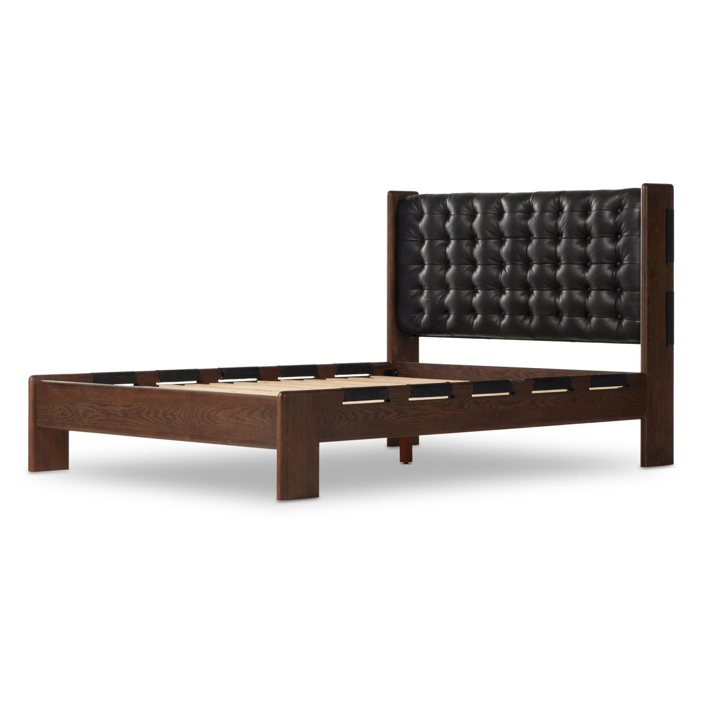 Halston bed: terra brown ash-heirloom black-terra brown ash veneer-king