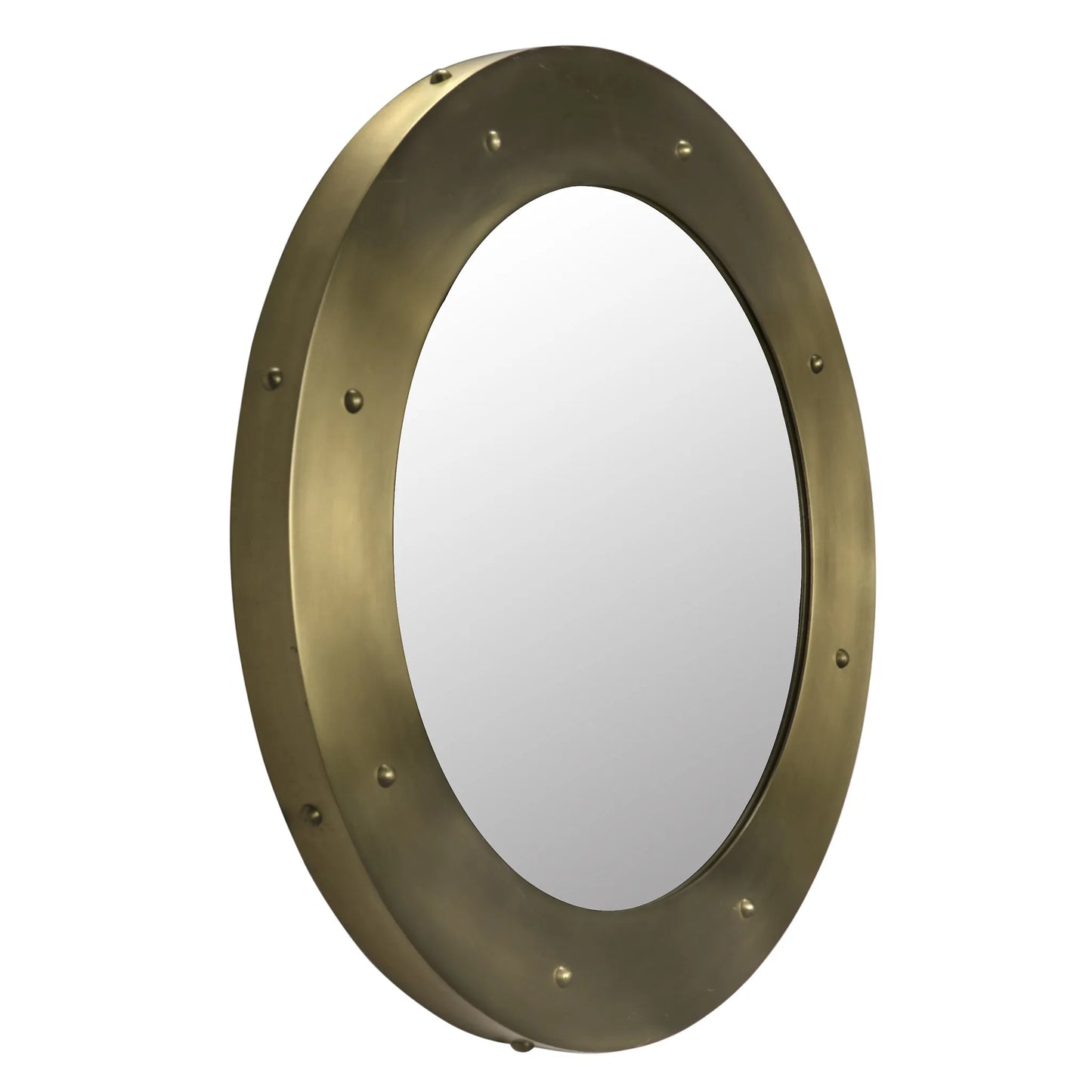 Clay mirror, large, metal with brass finish