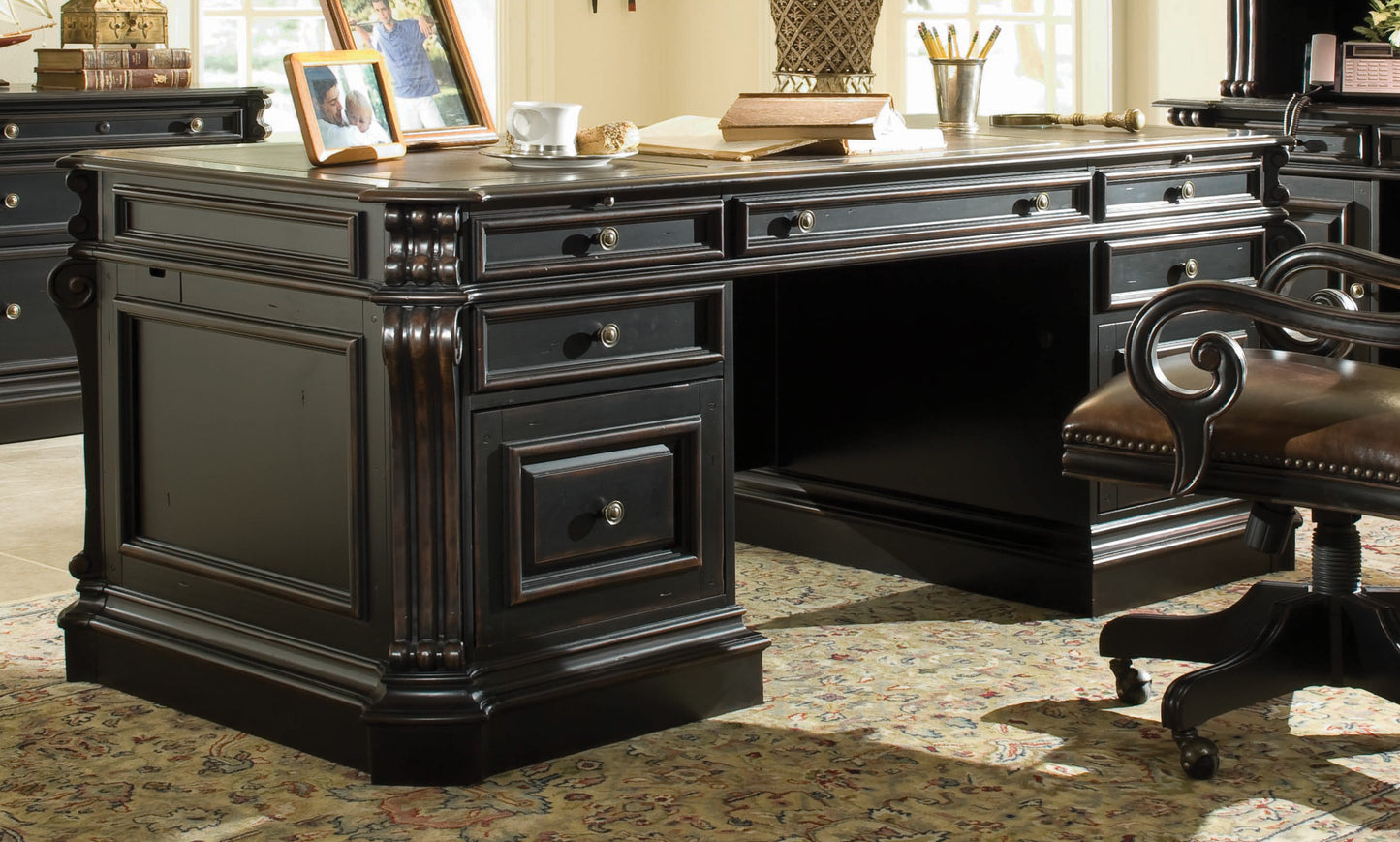 Telluride 76'' executive desk w/wood panels