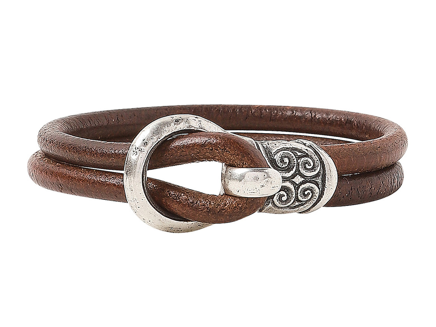 Buckle bracelet in sterling silver, large, from the leather collection 8 inches