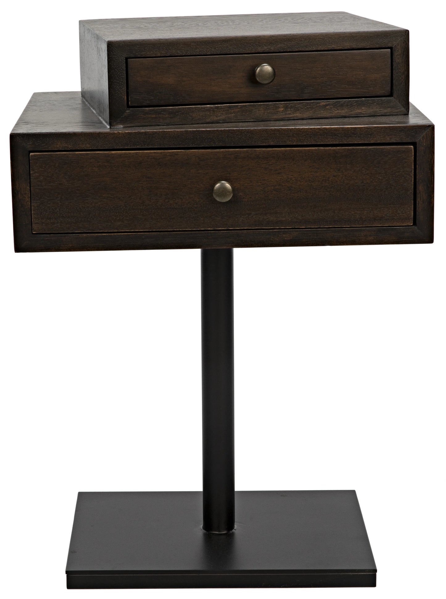 Enola side table, ebony walnut with steel base