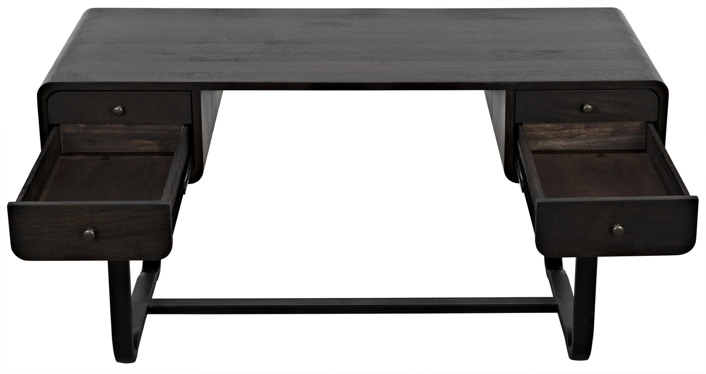 Voltes desk, ebony walnut with black steel