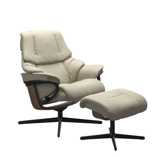 Stressless® reno (l) cross base recliner with ottoman