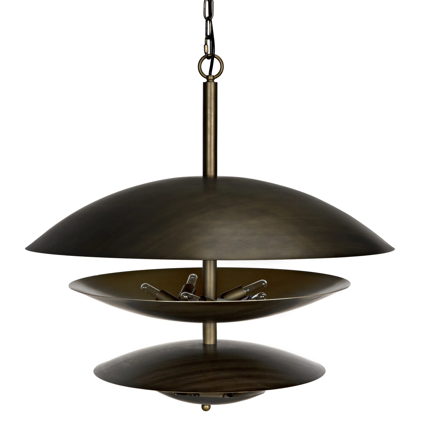 Nora chandelier, metal with aged brass finish