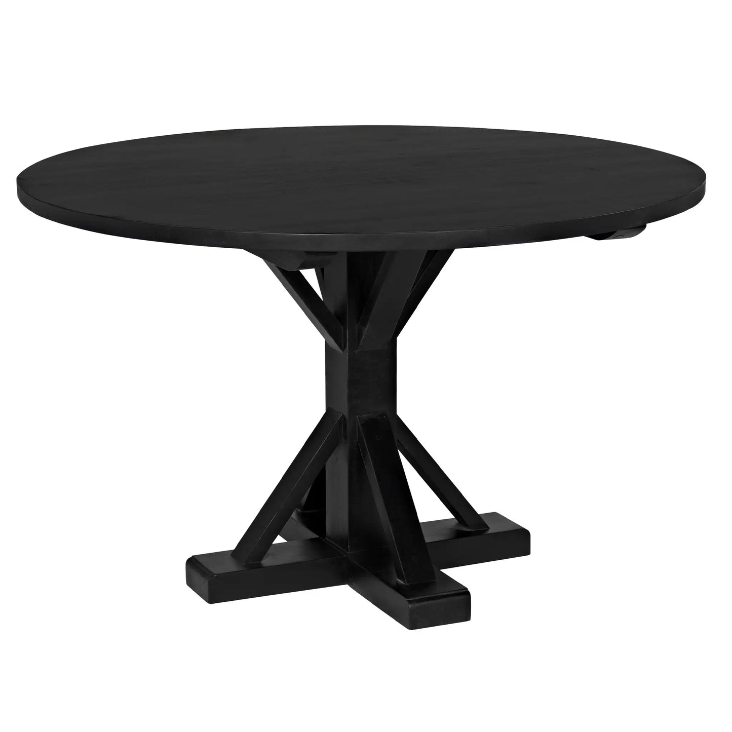 Criss-cross round table, 48" diameter, hand rubbed black