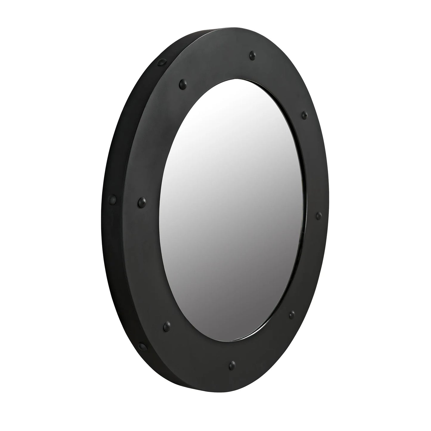 Clay mirror, large, black steel