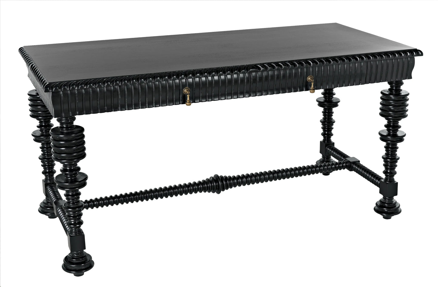 Portuguese desk, hand rubbed black