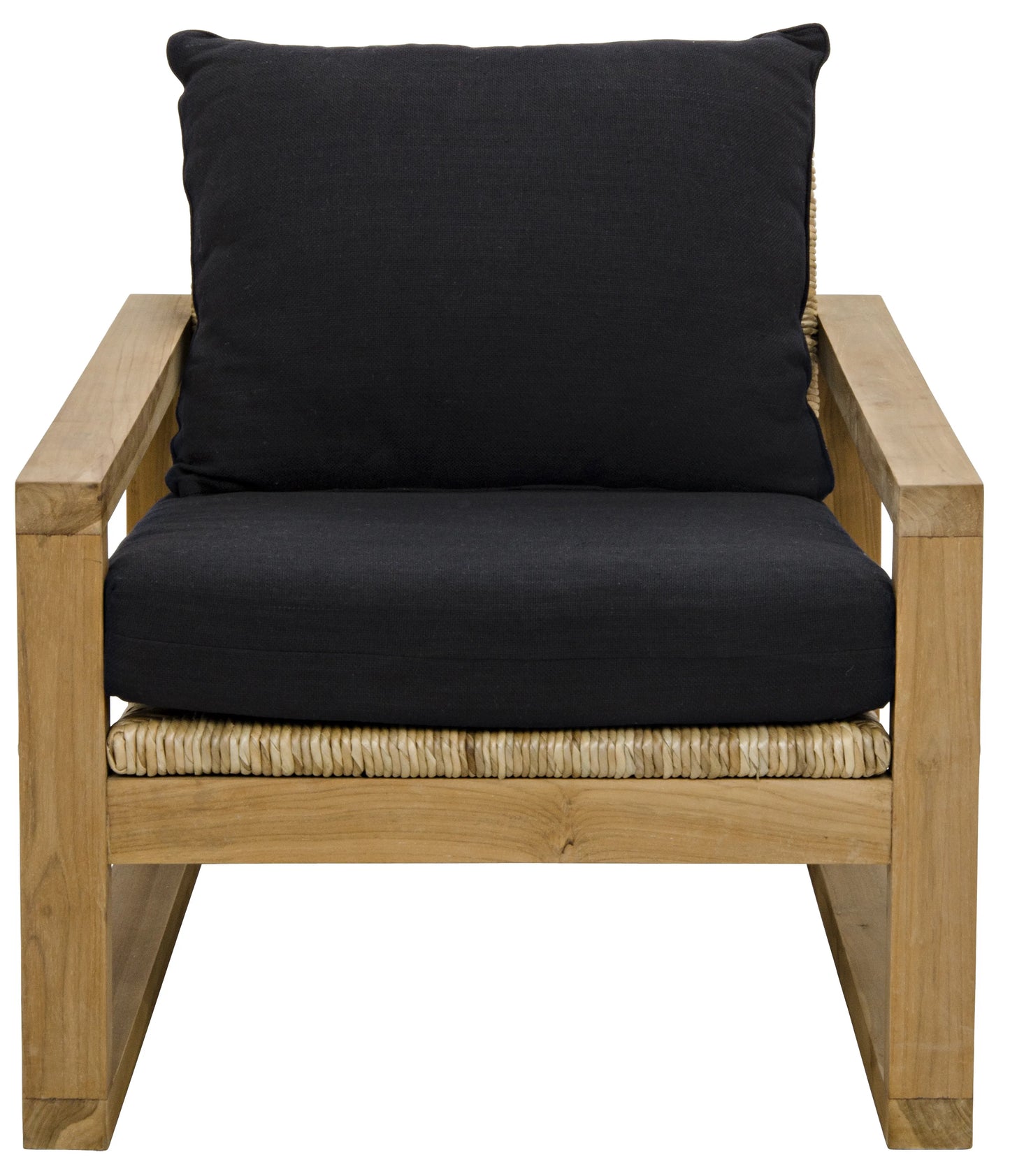 Martin chair, teak frame, woven seat, black woven fabric