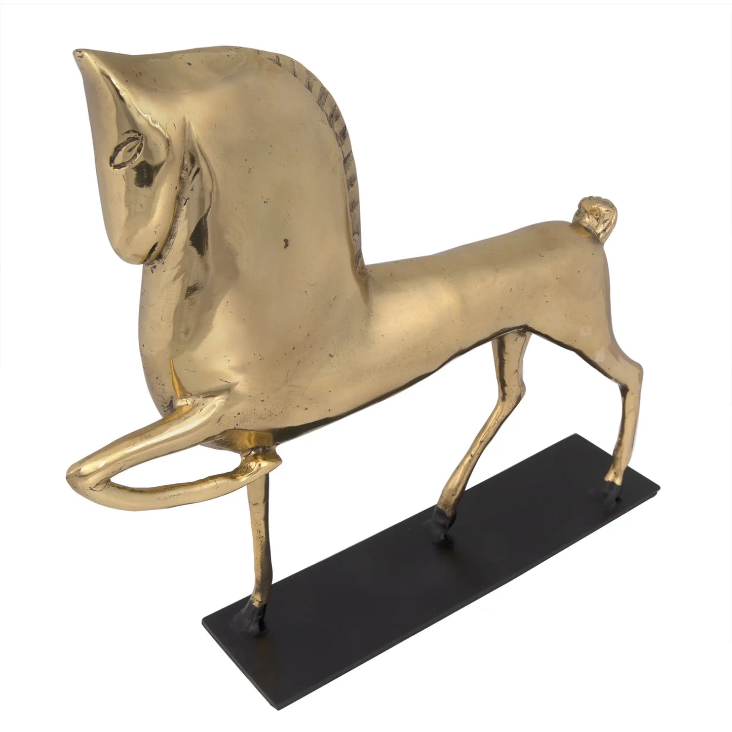 Horse on stand, brass