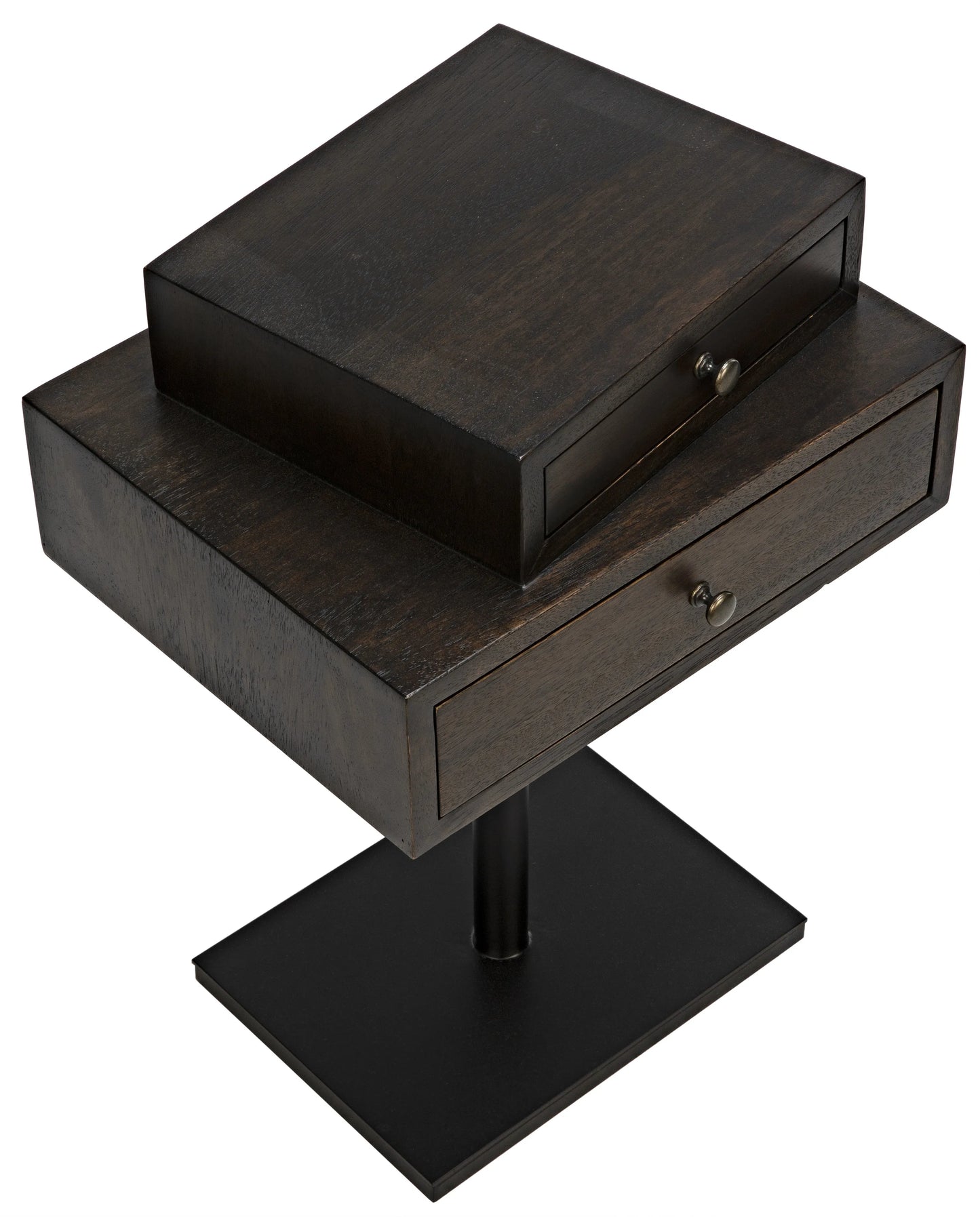 Enola side table, ebony walnut with steel base