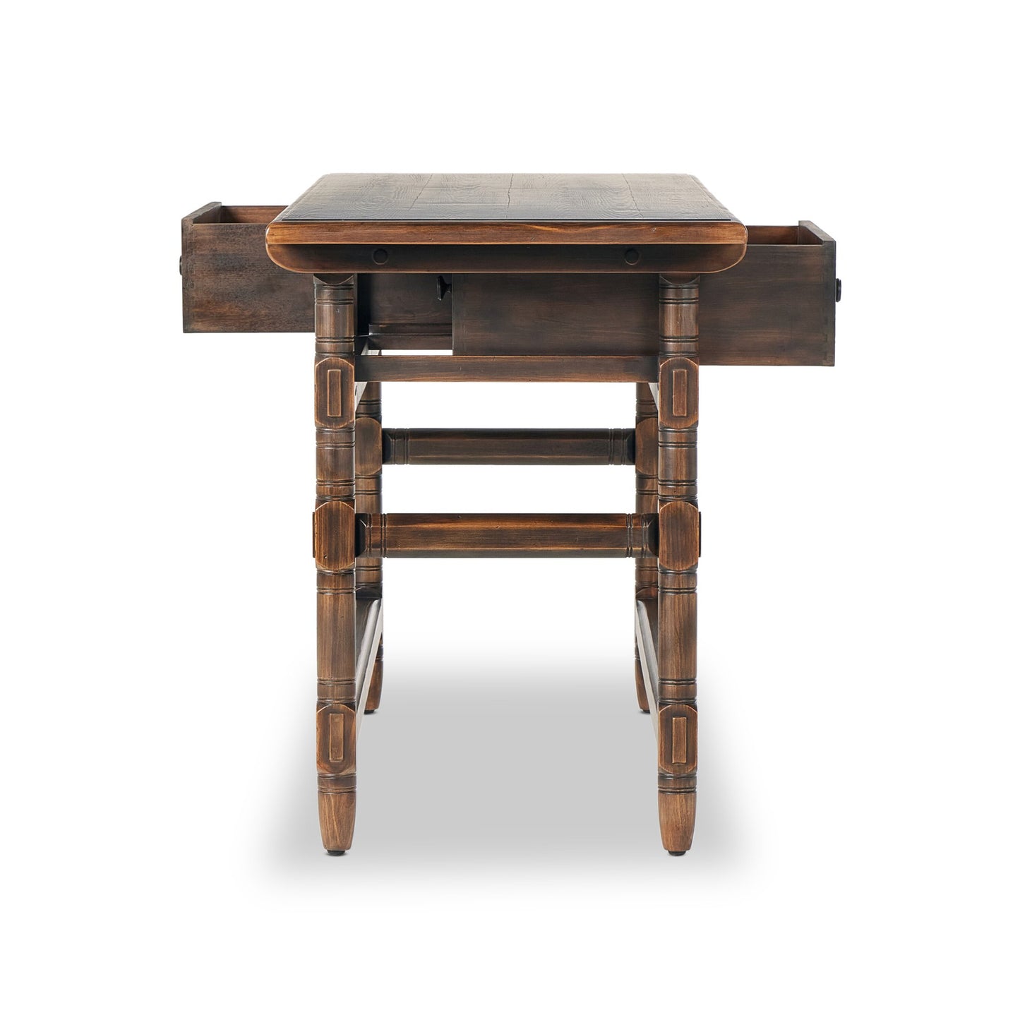 Colonial table: aged brown-aged brown veneer-aged brown