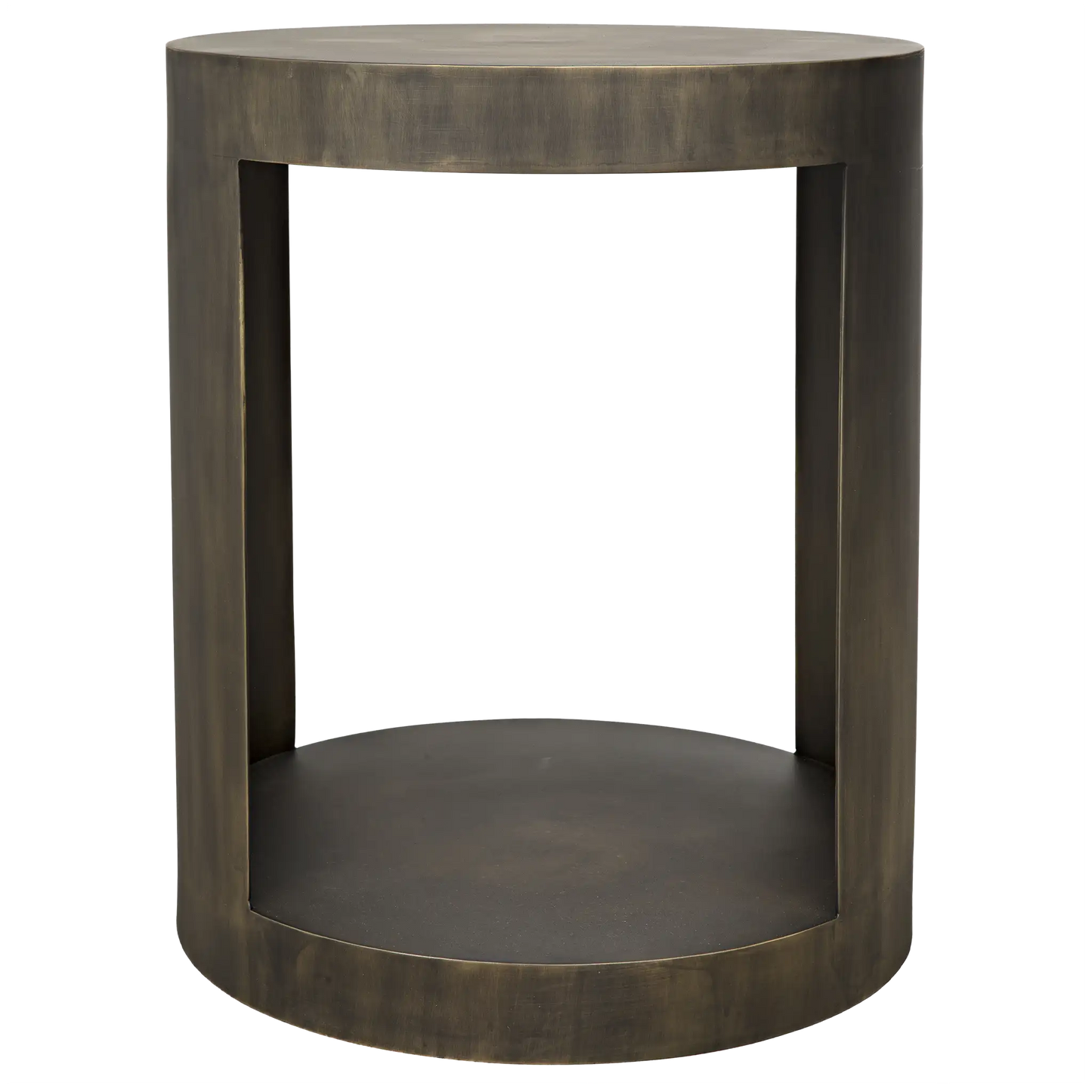 Chrysler side table, steel with aged brass finish