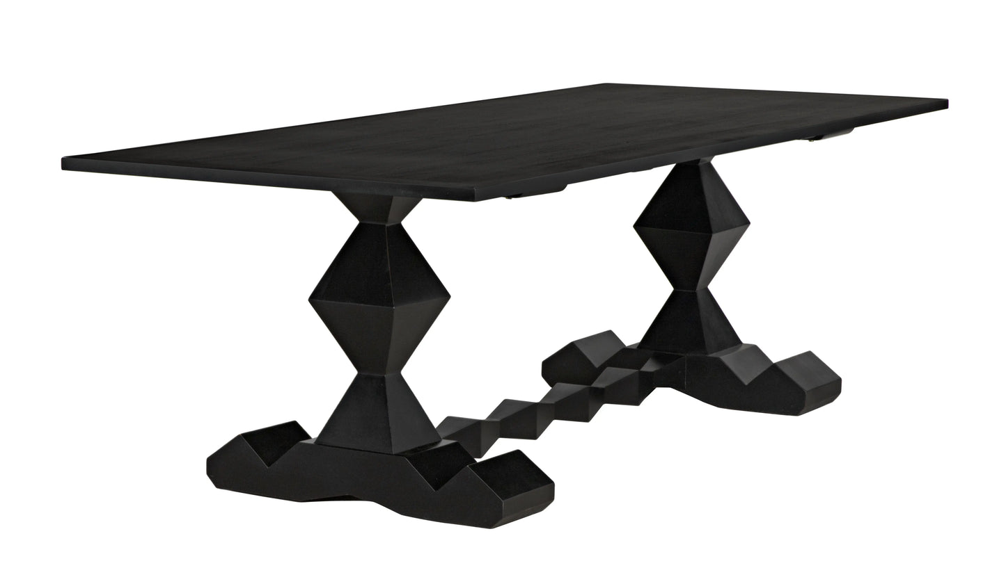 Madeira dining table, hand rubbed black