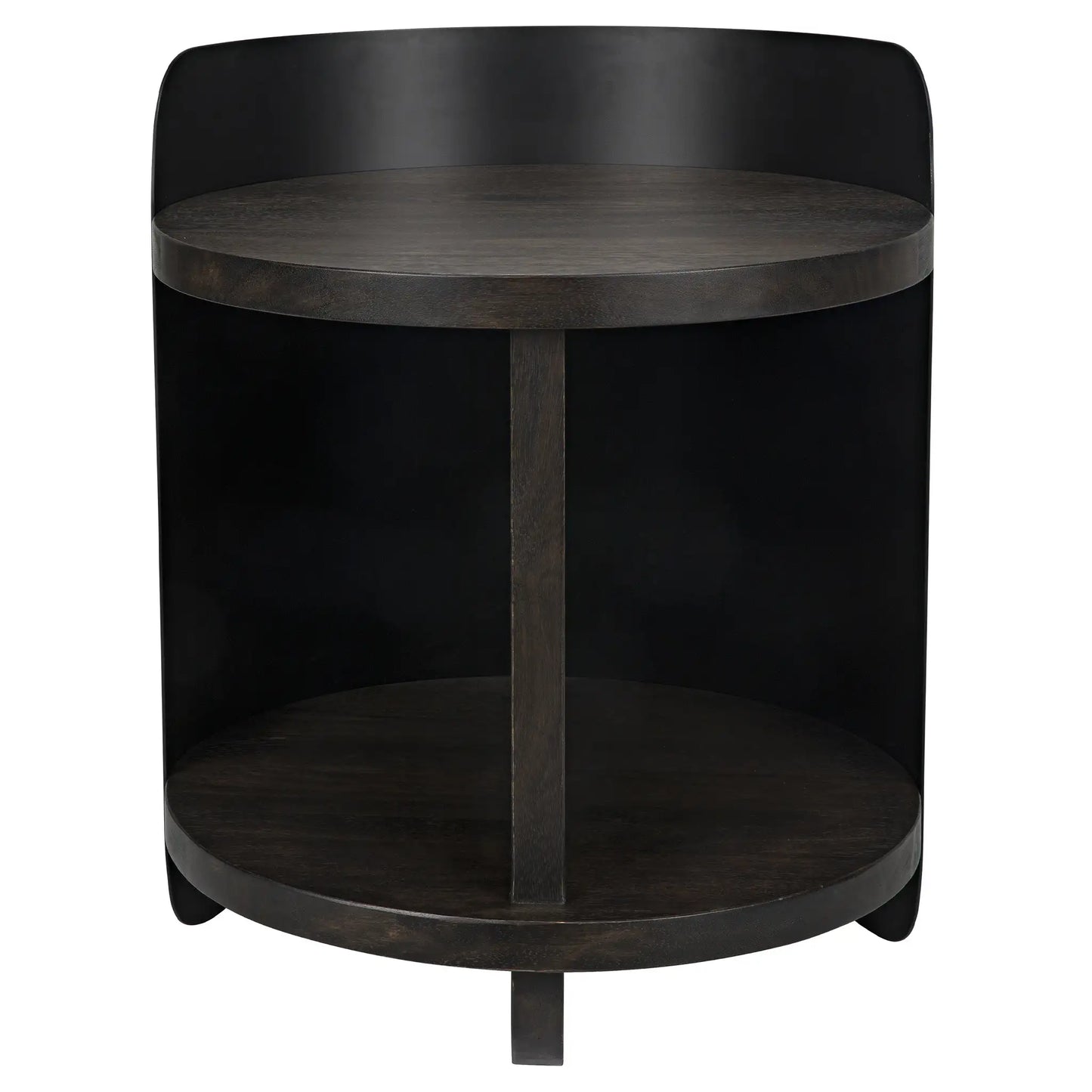 Mondo bongo side table, ebony walnut with steel