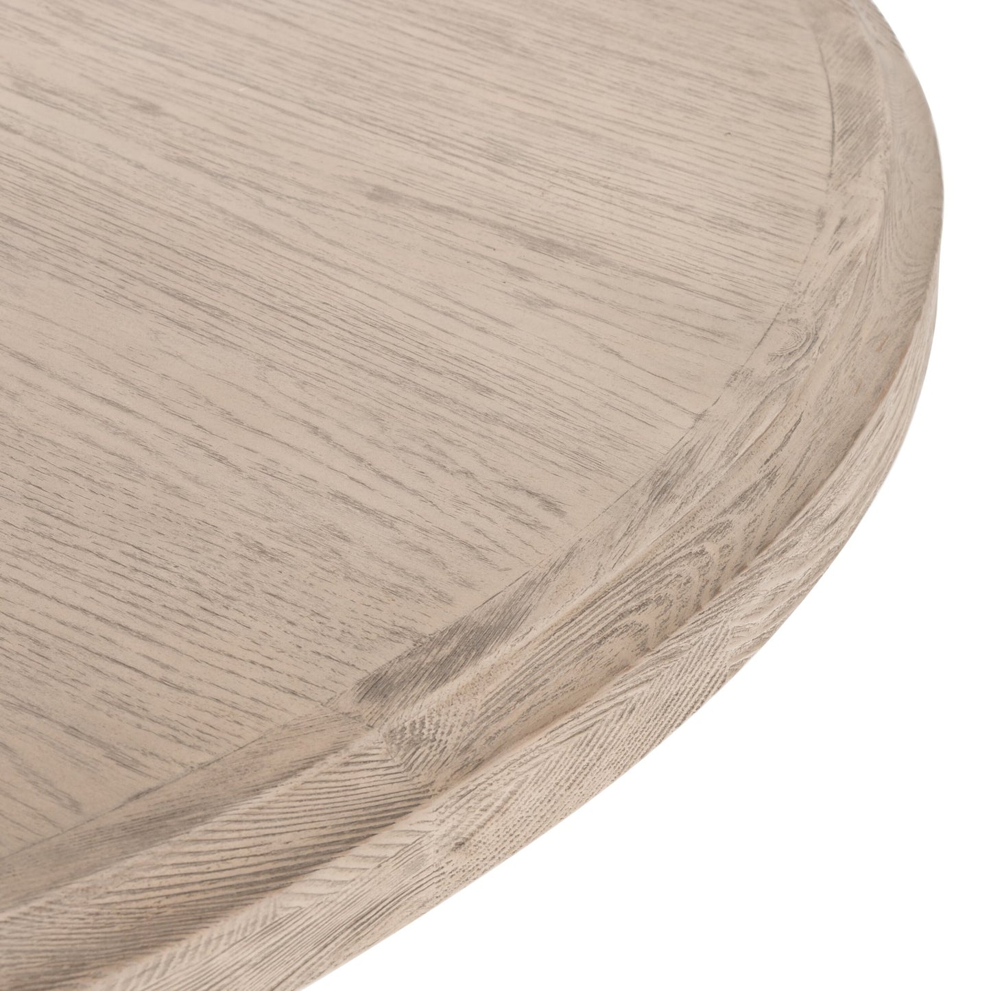 Kiara round dining table: weathered blonde pine-rustic rattan-weathered blonde oak veneer