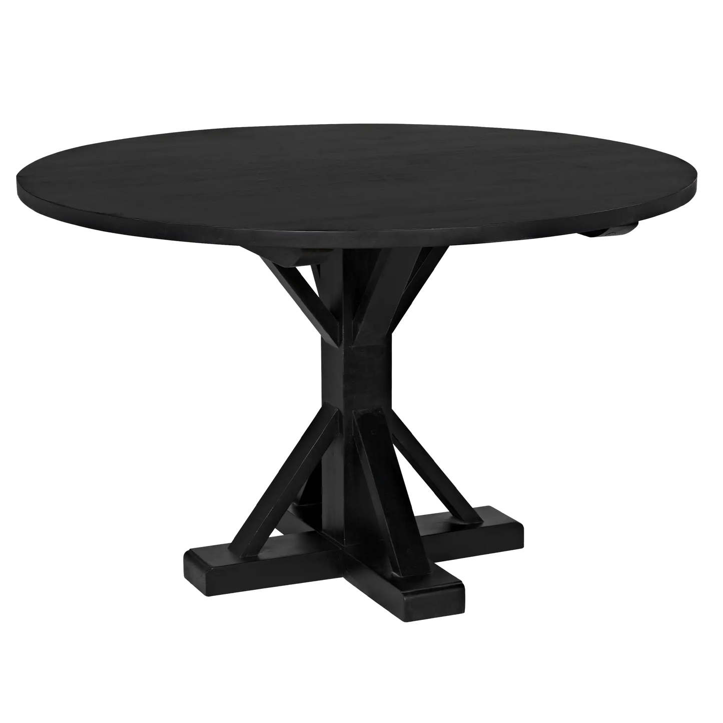 Criss-cross round table, 48" diameter, hand rubbed black