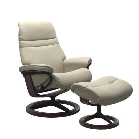 Stressless® sunrise (l) signature base recliner with ottoman