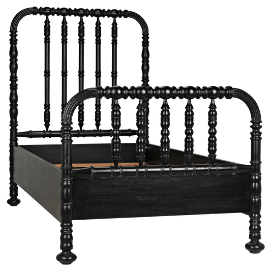 Bachelor bed, twin, hand rubbed black