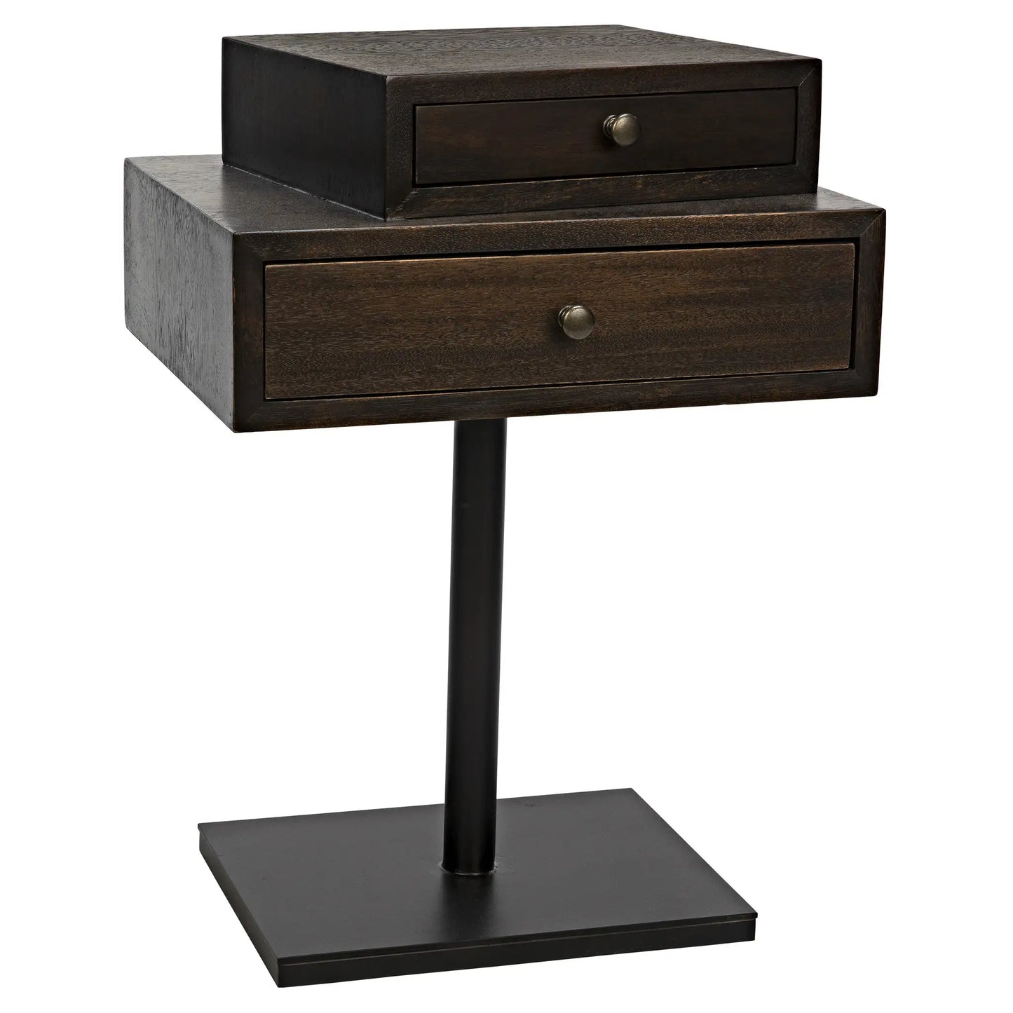 Enola side table, ebony walnut with steel base