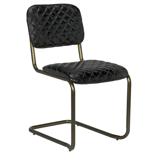 0037 dining chair, steel and leather