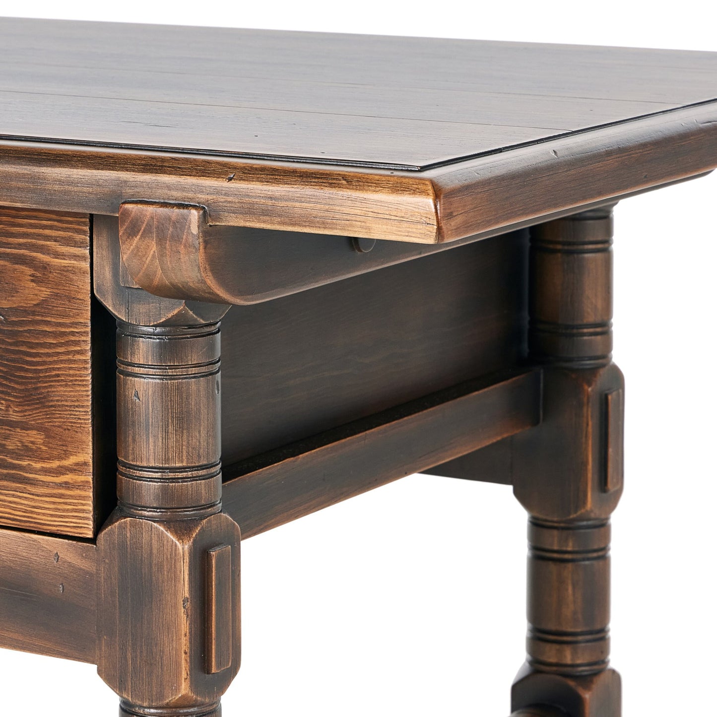 Colonial table: aged brown-aged brown veneer-aged brown