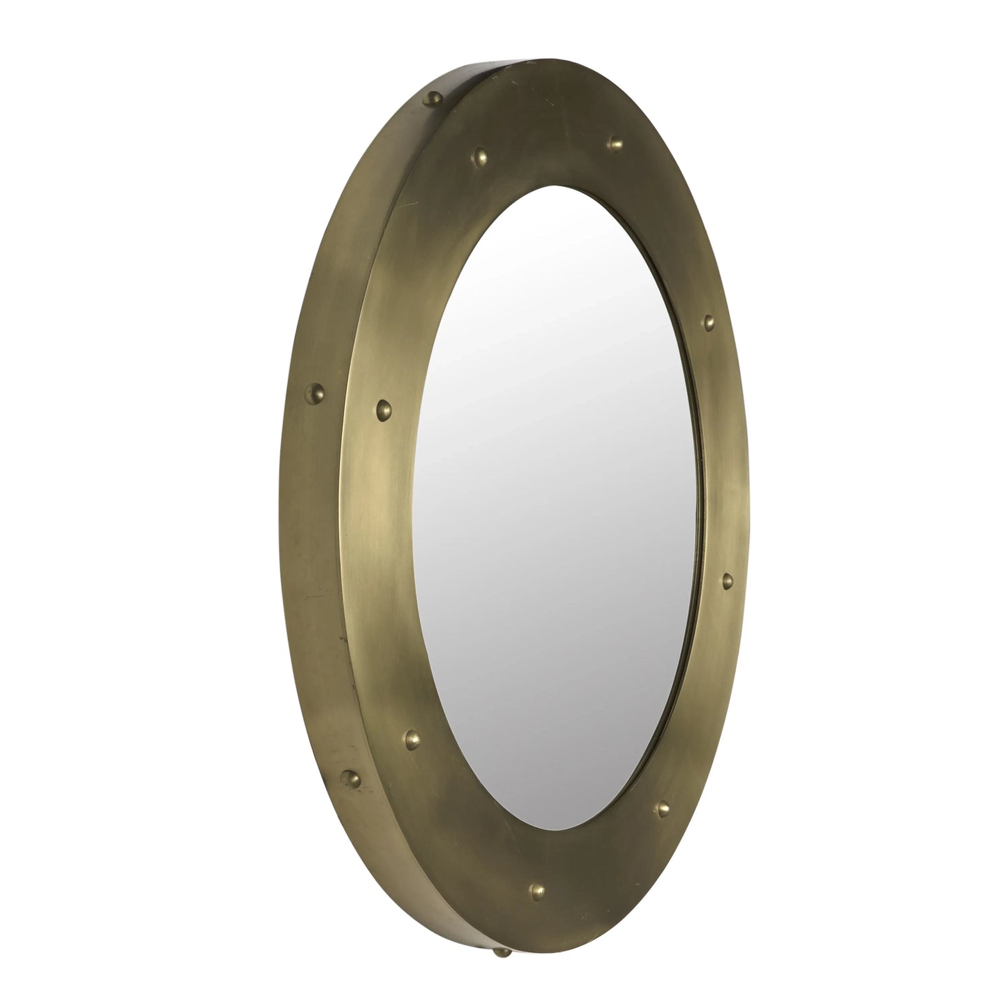 Clay mirror, large, metal with brass finish