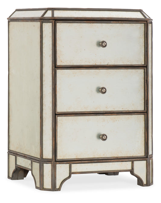 Arabella mirrored three-drawer nightstand