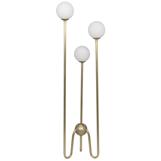 Seafield floor lamp, antique brass and glass