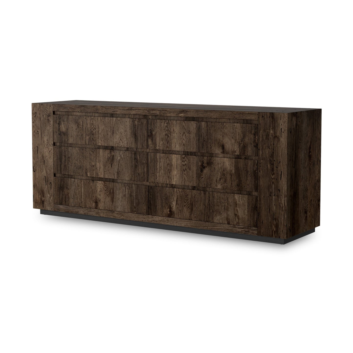 Abaso 6 drawer dresser: ebony rustic wormwood oak