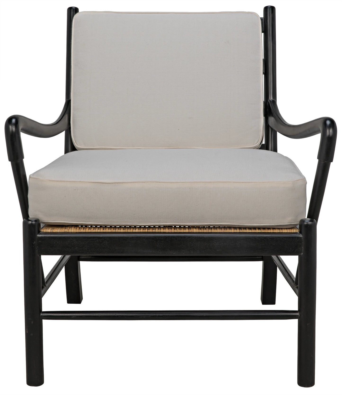 Kevin chair with rattan, hand rubbed black