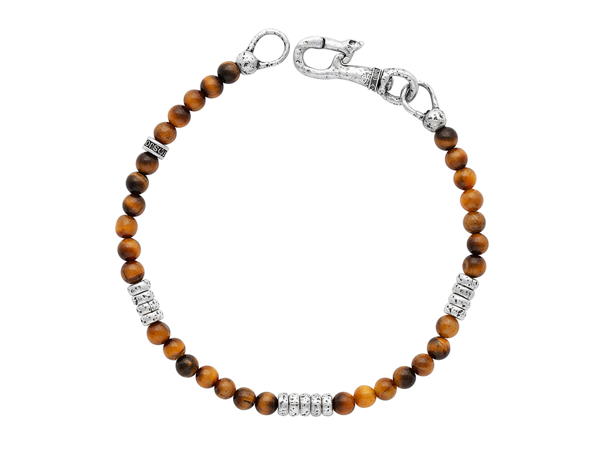 Beaded bracelet in sterling silver, 4mm round, from the simit collection, with tigers eye