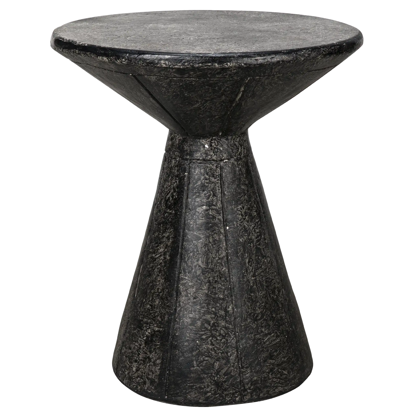 Pedestal side table, black fiber cement