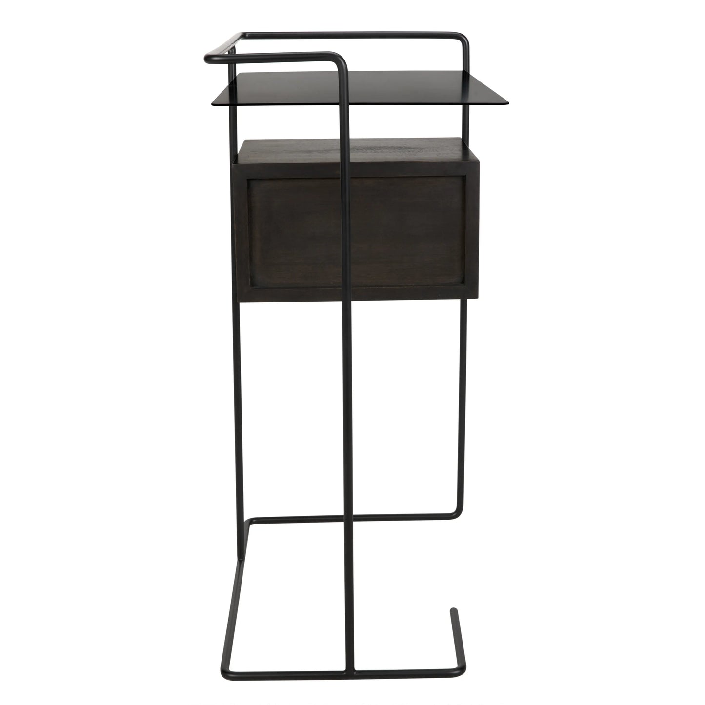 Massimo side table, black steel and walnut