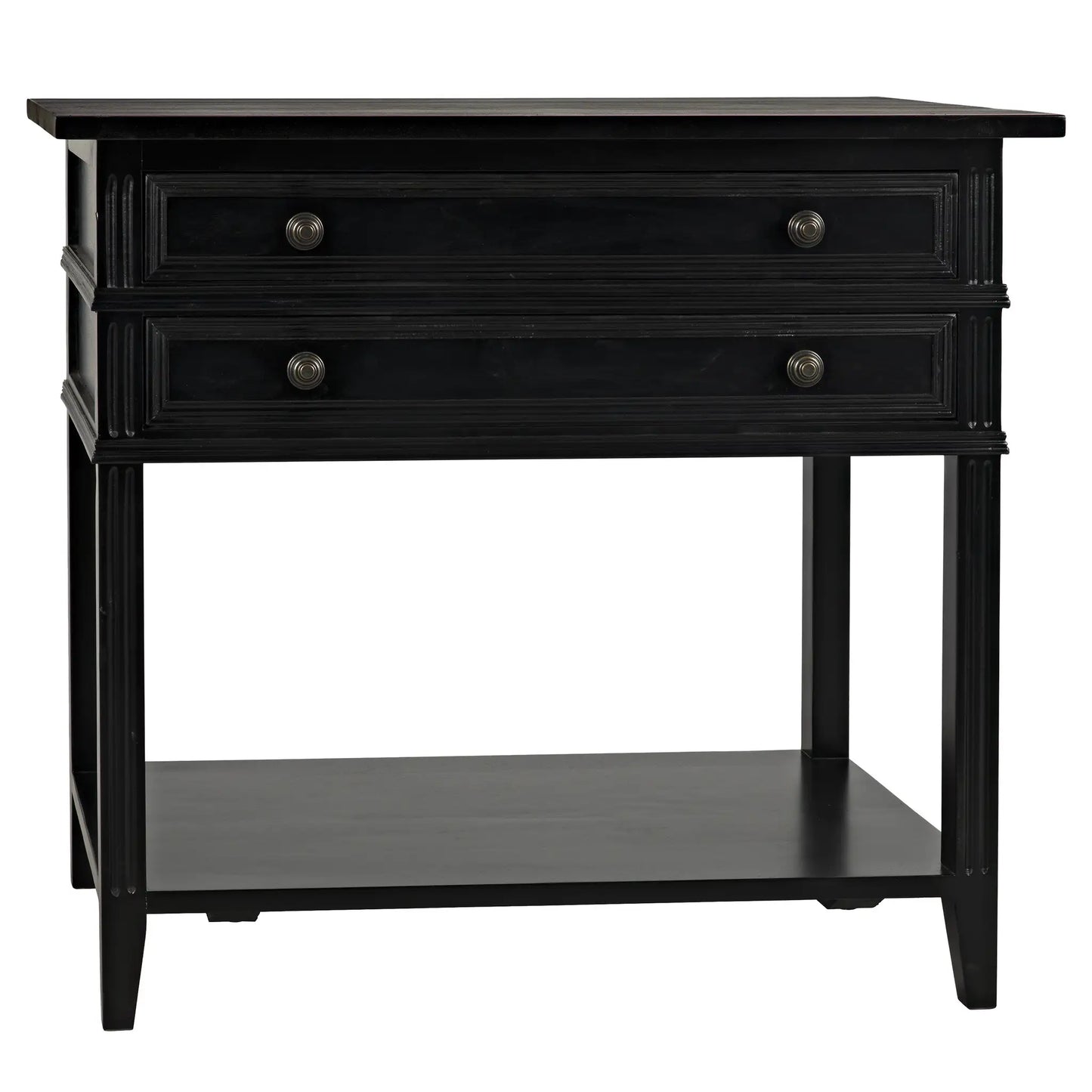 Colonial 2-drawer side table, distressed black